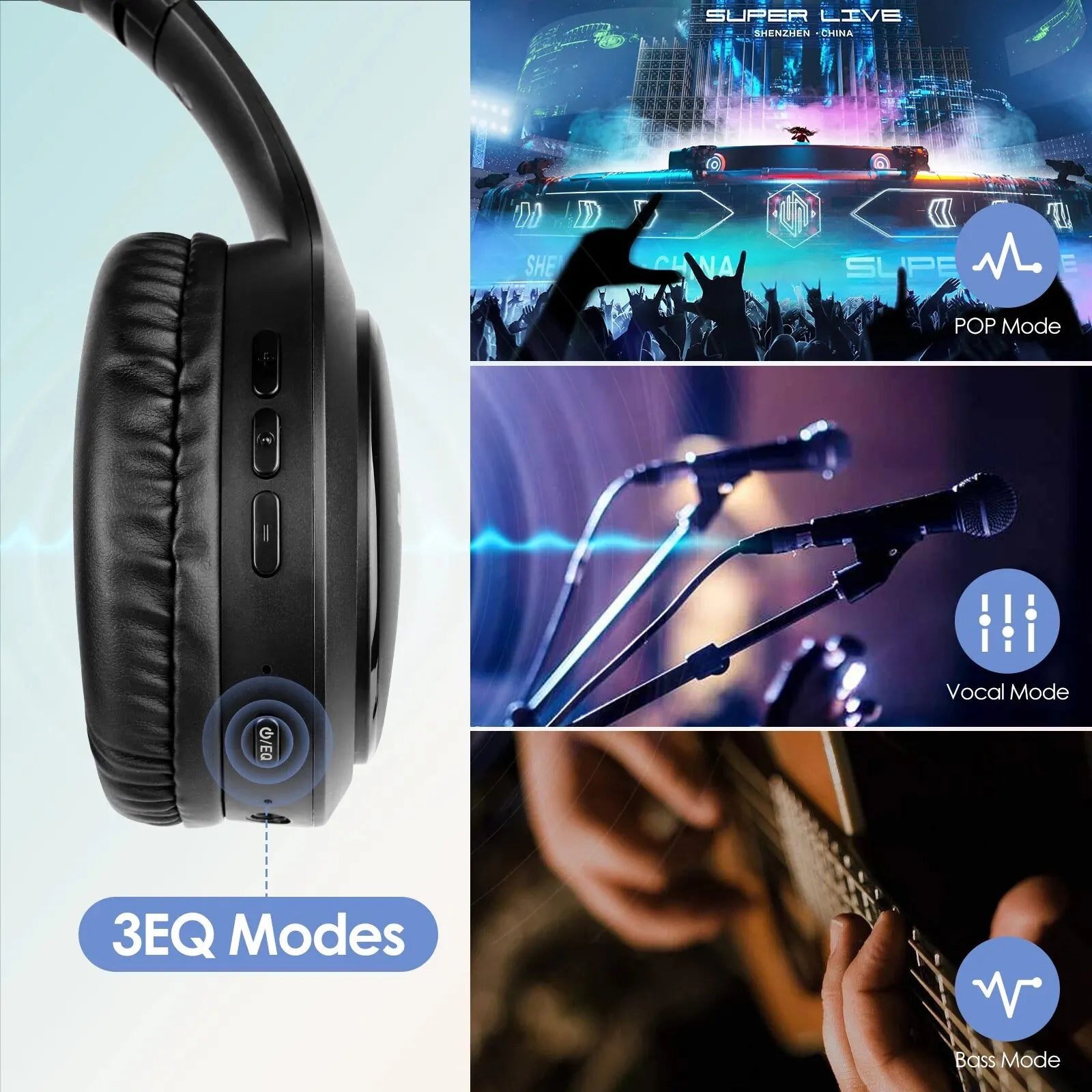 Cuffie Wireless Bluetooth Pieghevoli Siindoo JH919, Auricolari Stereo Super Bass con Riduzione del Rumore e Microfono per Laptop, PC e TV