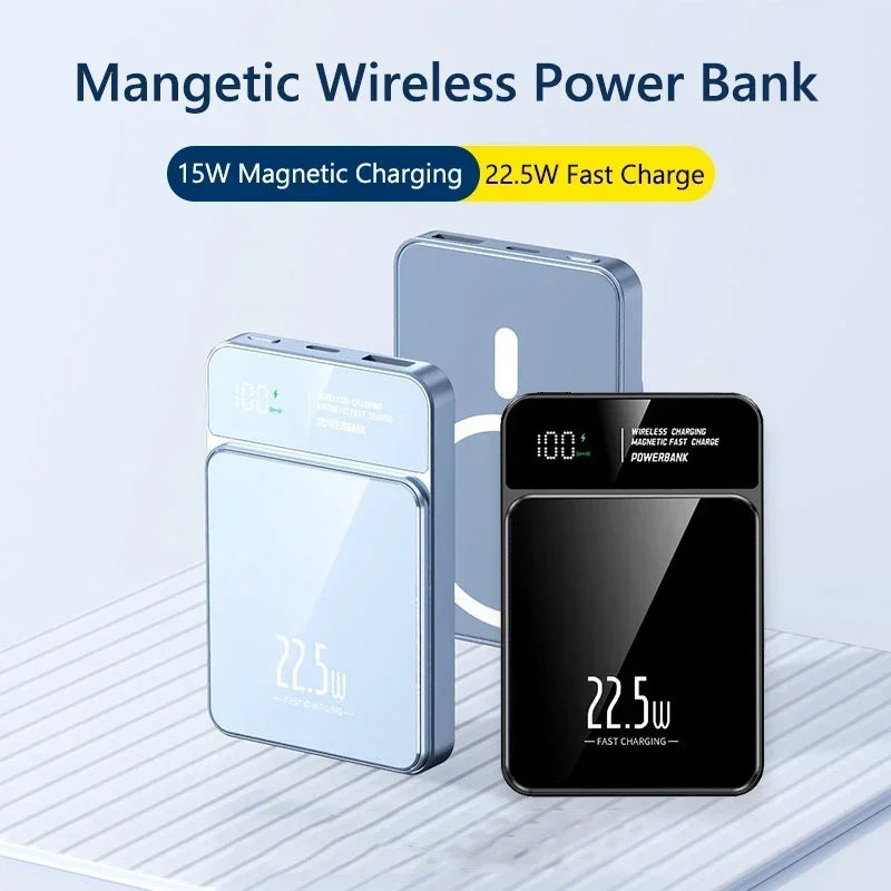 Power Bank Magnetico da con Ricarica Veloce Wireless da 20W, Batteria Portatile per iPhone 15, 14, 13, 12, Samsung S23, S22 e Xiaomi.
