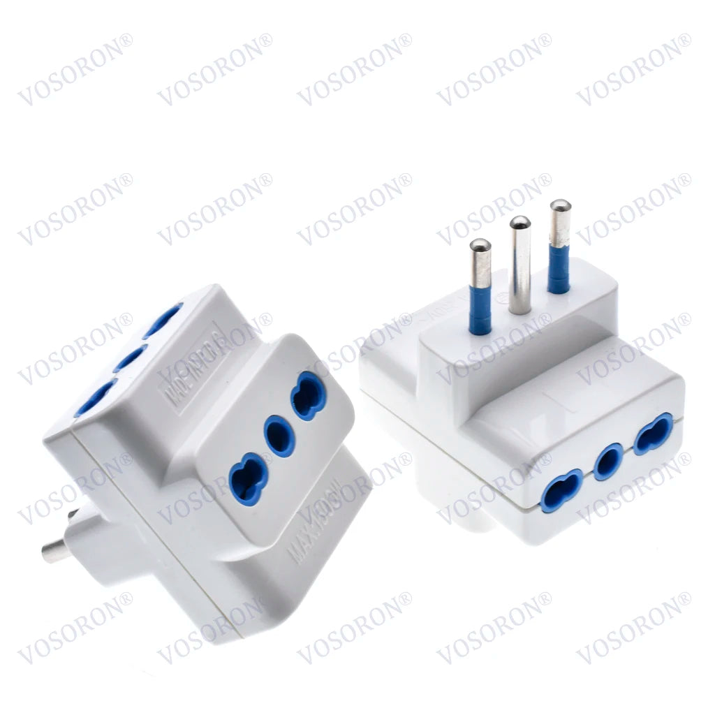 Adattatore da Viaggio per Prese in Italia, Multipresa a 3 Vie, Uscita Multi-Porta Standard Italiano 10A 250V.