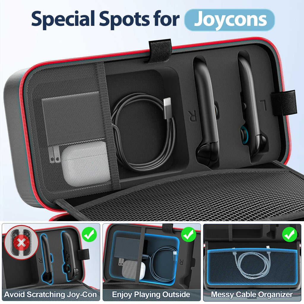 Borsa / Custodia da trasporto da viaggio di grandi dimensioni, anti-graffio e impermeabile, per console Nintendo Switch, Switch Originale e Switch OLED.