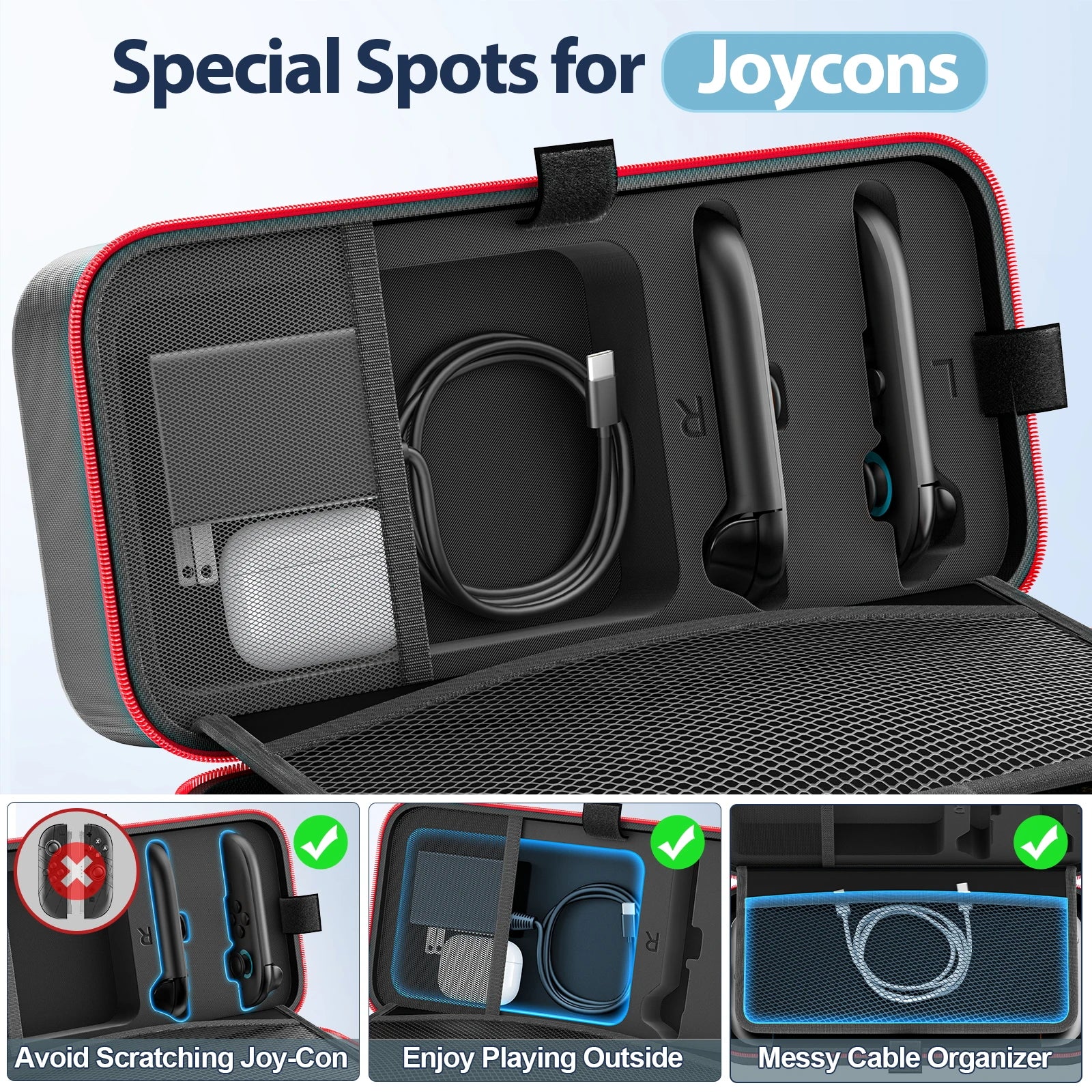 Borsa / Custodia da trasporto da viaggio di grandi dimensioni, anti-graffio e impermeabile, per console Nintendo Switch, Switch Originale e Switch OLED.