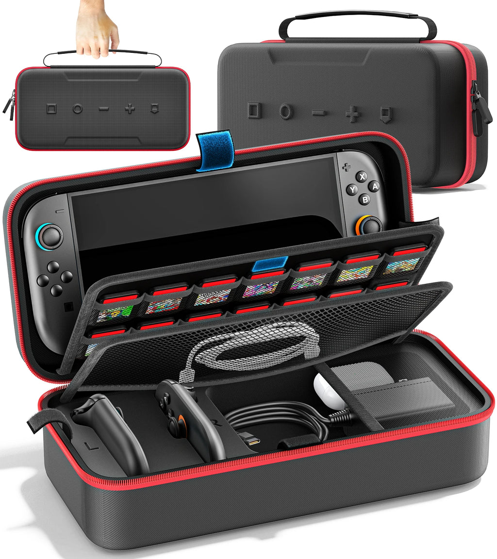 Borsa / Custodia da trasporto da viaggio di grandi dimensioni, anti-graffio e impermeabile, per console Nintendo Switch, Switch Originale e Switch OLED.