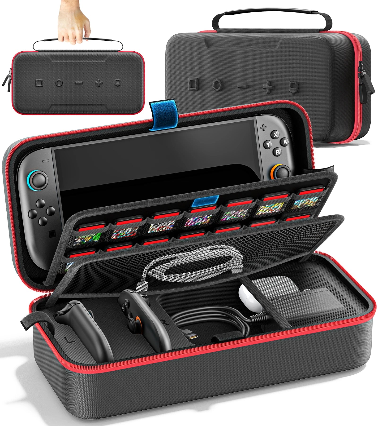 Borsa / Custodia da trasporto da viaggio di grandi dimensioni, anti-graffio e impermeabile, per console Nintendo Switch, Switch Originale e Switch OLED.