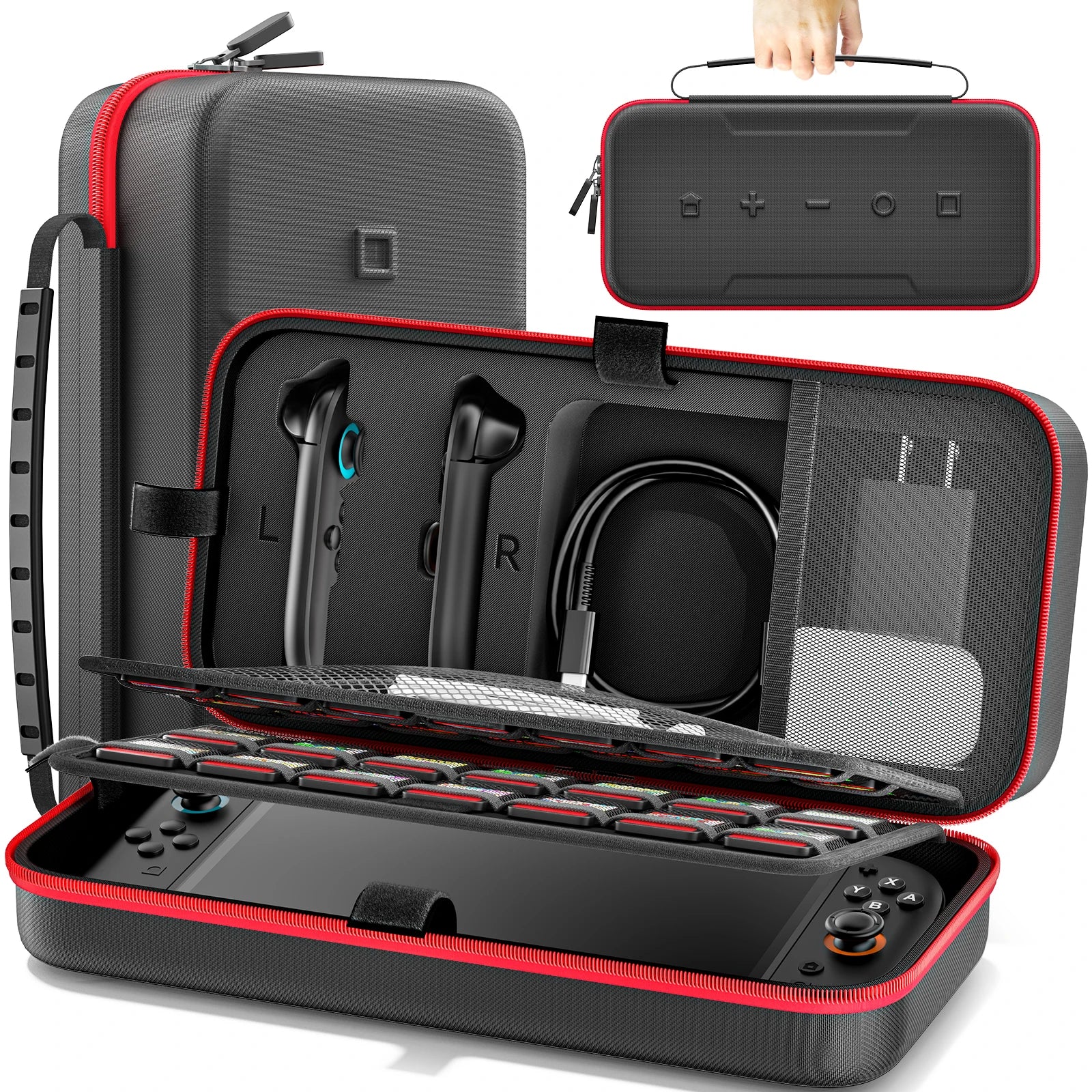 Borsa / Custodia da trasporto da viaggio di grandi dimensioni, anti-graffio e impermeabile, per console Nintendo Switch, Switch Originale e Switch OLED.