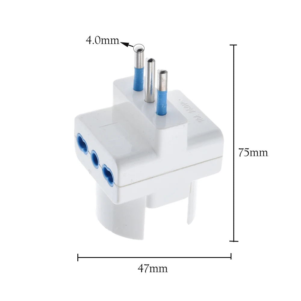 Adattatore da Viaggio per Prese in Italia, Multipresa a 3 Vie, Uscita Multi-Porta Standard Italiano 10A 250V.