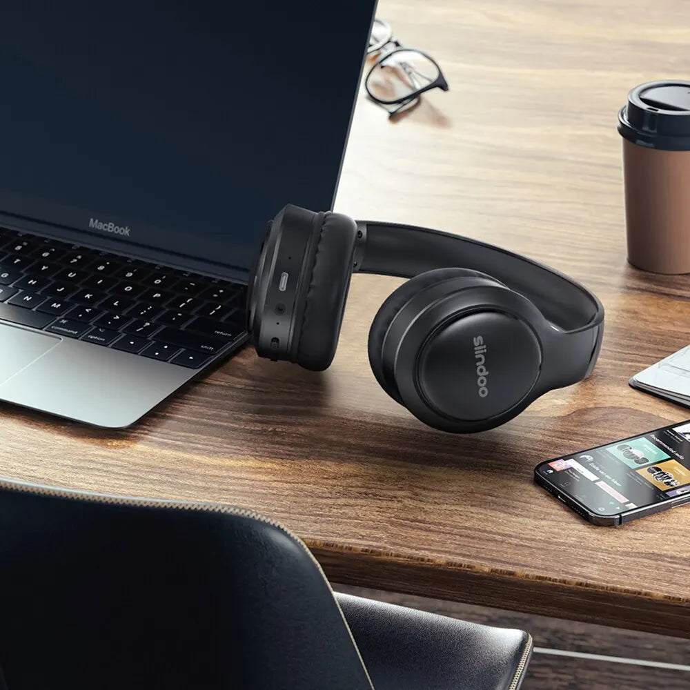 Cuffie Wireless Bluetooth Pieghevoli Siindoo JH919, Auricolari Stereo Super Bass con Riduzione del Rumore e Microfono per Laptop, PC e TV