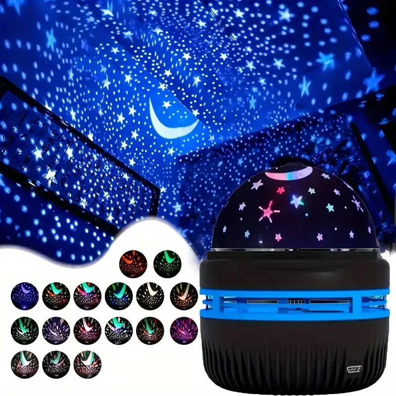 Lampada da atmosfera per camera da letto a LED colorata con cielo stellato, sfera magica rotante, stella notturna, camera da letto, per la decorazione domestica