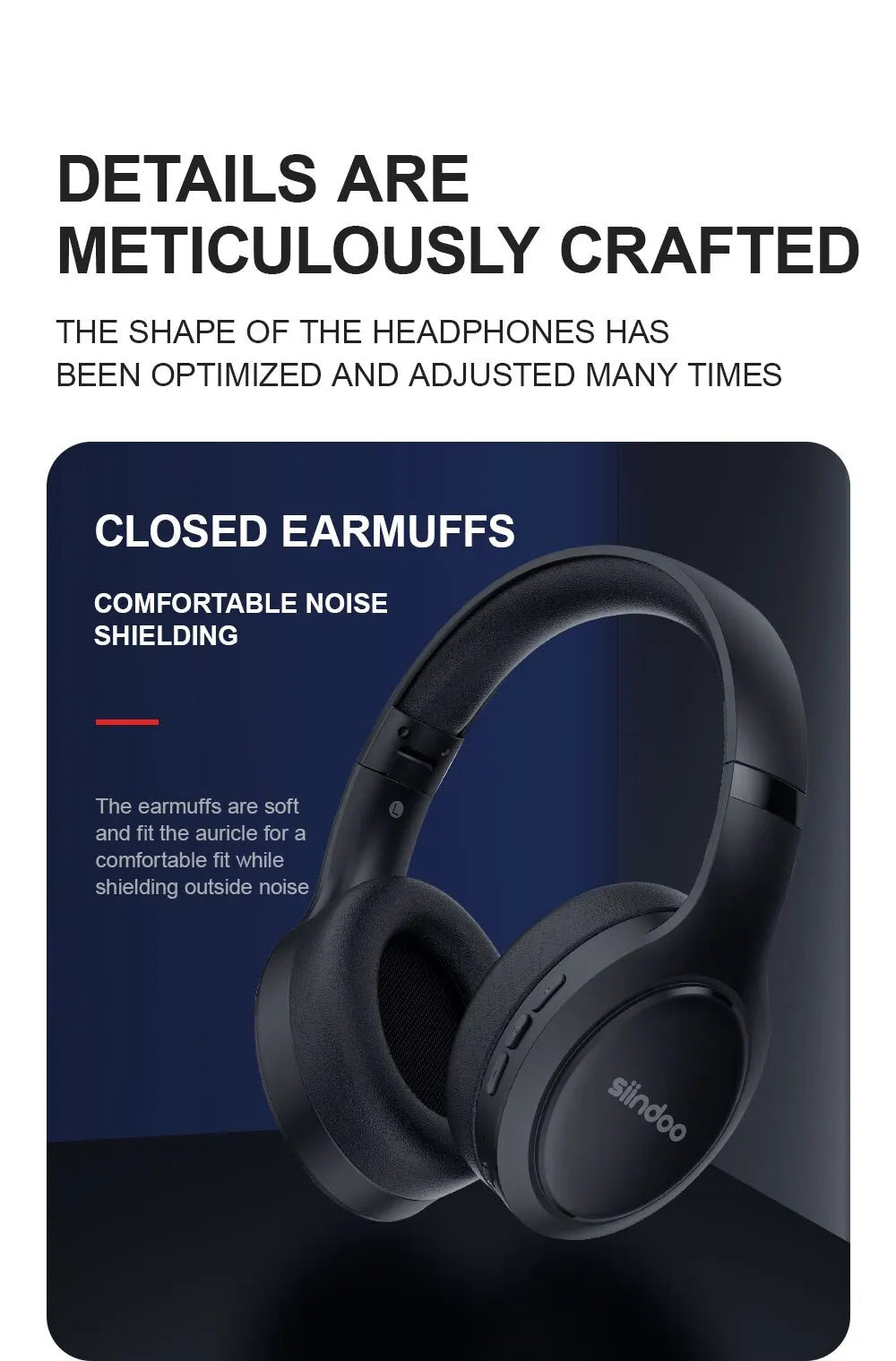 Cuffie Wireless Bluetooth Pieghevoli Siindoo JH919, Auricolari Stereo Super Bass con Riduzione del Rumore e Microfono per Laptop, PC e TV