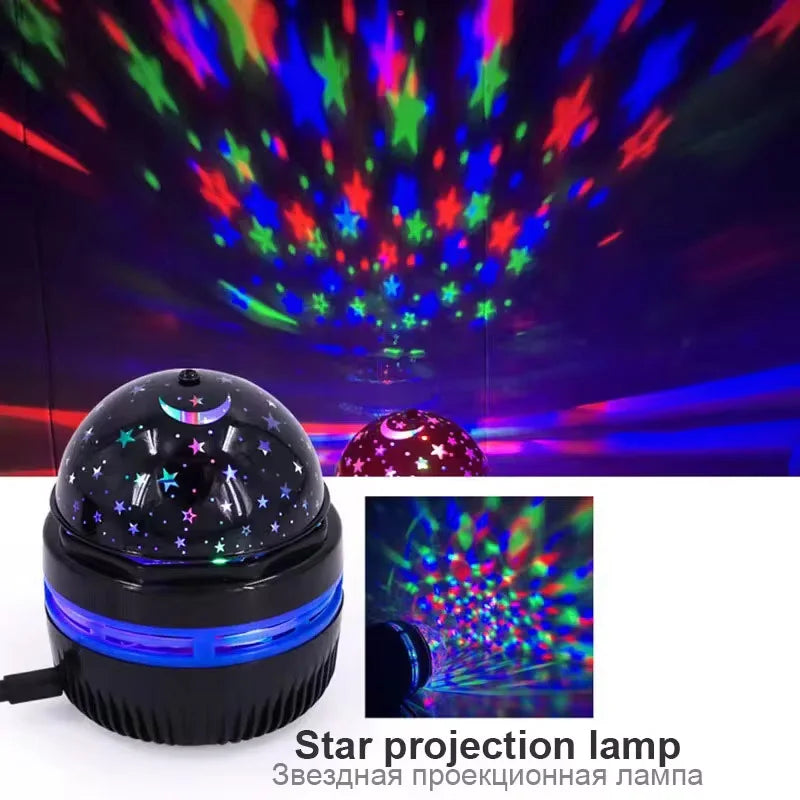Lampada da atmosfera per camera da letto a LED colorata con cielo stellato, sfera magica rotante, stella notturna, camera da letto, per la decorazione domestica
