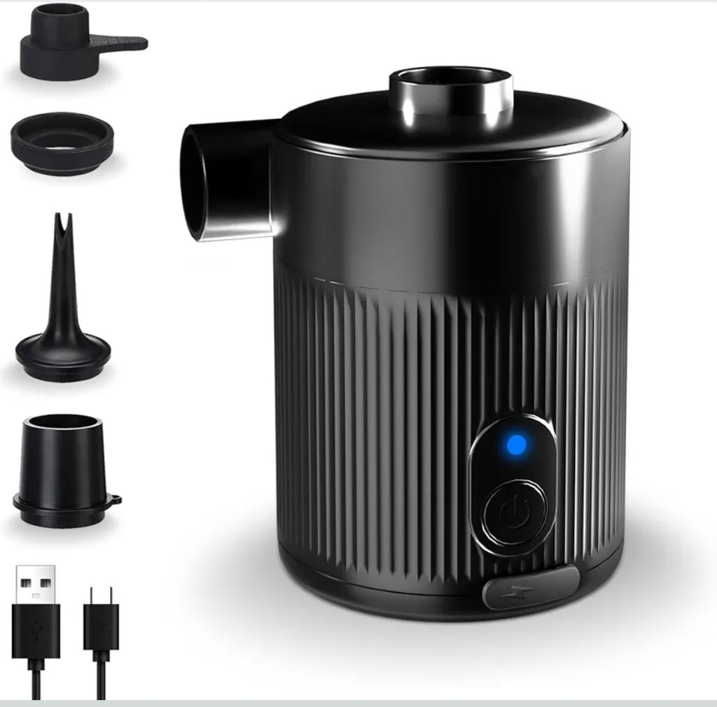 Pompa ad aria elettrica portatile per gonfiabili, gonfiaggio e sgonfiaggio rapido 2 in 1, con ugello esteso (flusso d'aria stabile), 4 ugelli + borsa per riporre materassini, piscina