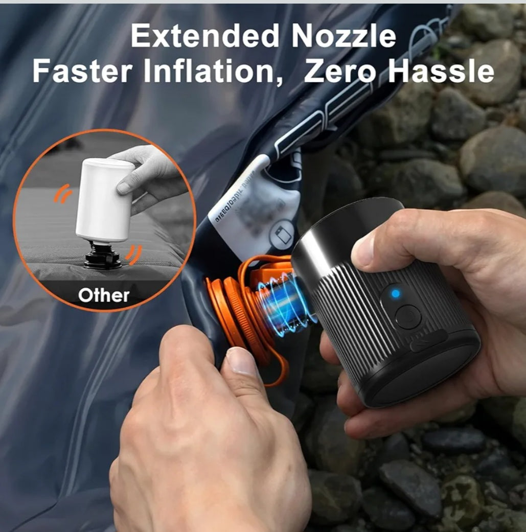 Pompa ad aria elettrica portatile per gonfiabili, gonfiaggio e sgonfiaggio rapido 2 in 1, con ugello esteso (flusso d'aria stabile), 4 ugelli + borsa per riporre materassini, piscina
