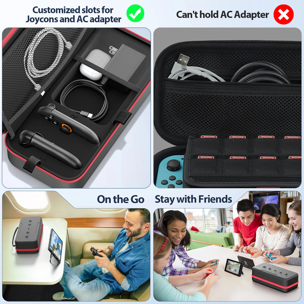 Borsa / Custodia da trasporto da viaggio di grandi dimensioni, anti-graffio e impermeabile, per console Nintendo Switch, Switch Originale e Switch OLED.