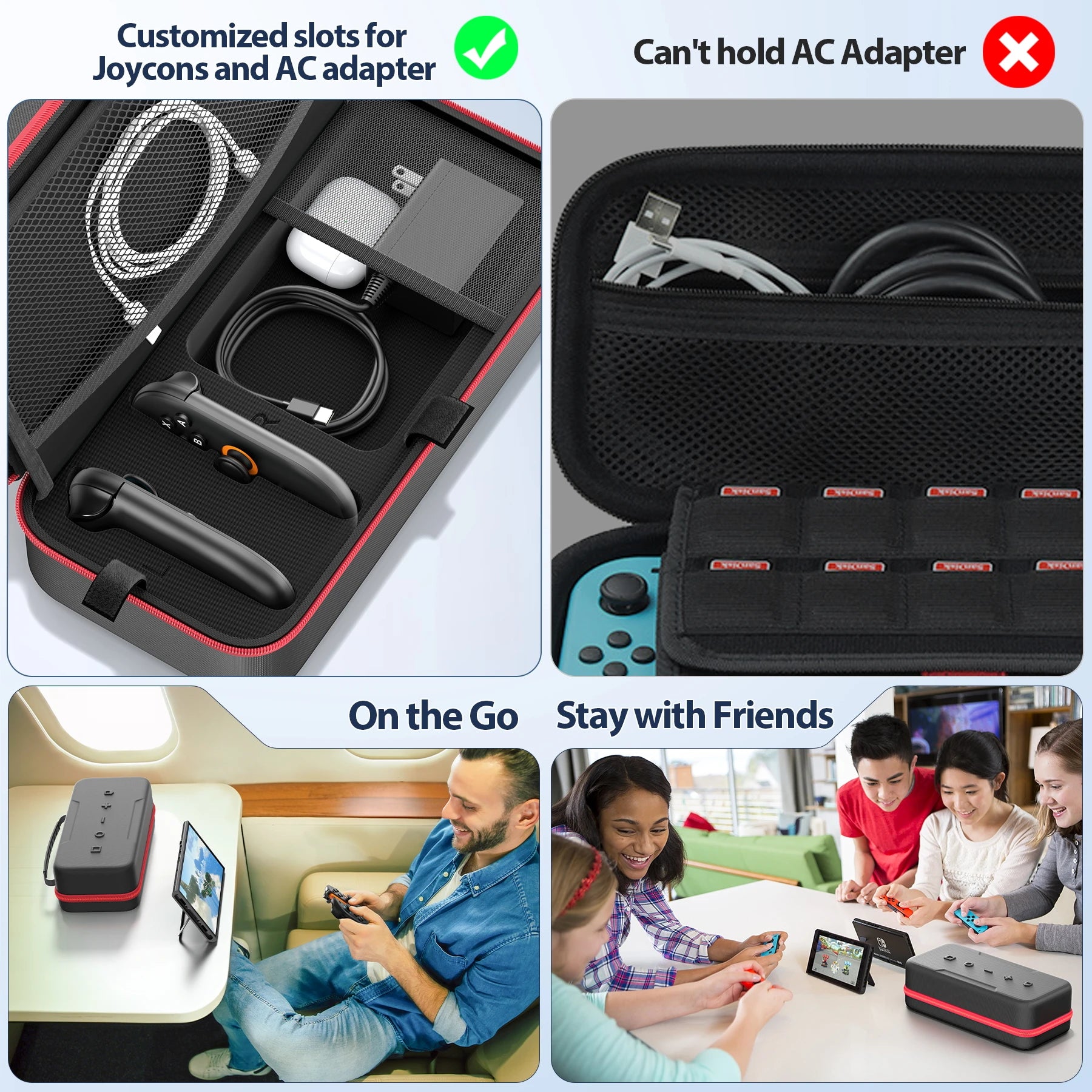 Borsa / Custodia da trasporto da viaggio di grandi dimensioni, anti-graffio e impermeabile, per console Nintendo Switch, Switch Originale e Switch OLED.