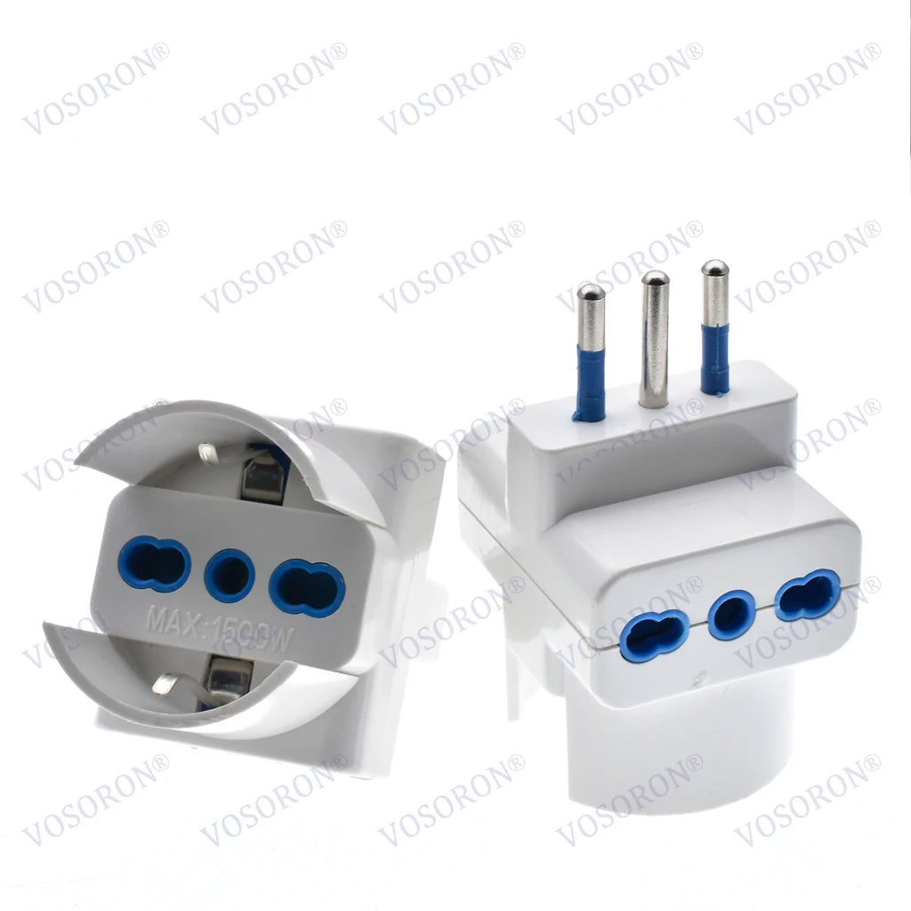 Adattatore da Viaggio per Prese in Italia, Multipresa a 3 Vie, Uscita Multi-Porta Standard Italiano 10A 250V.