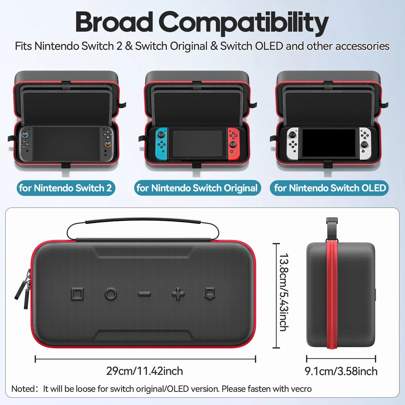 Borsa / Custodia da trasporto da viaggio di grandi dimensioni, anti-graffio e impermeabile, per console Nintendo Switch, Switch Originale e Switch OLED.