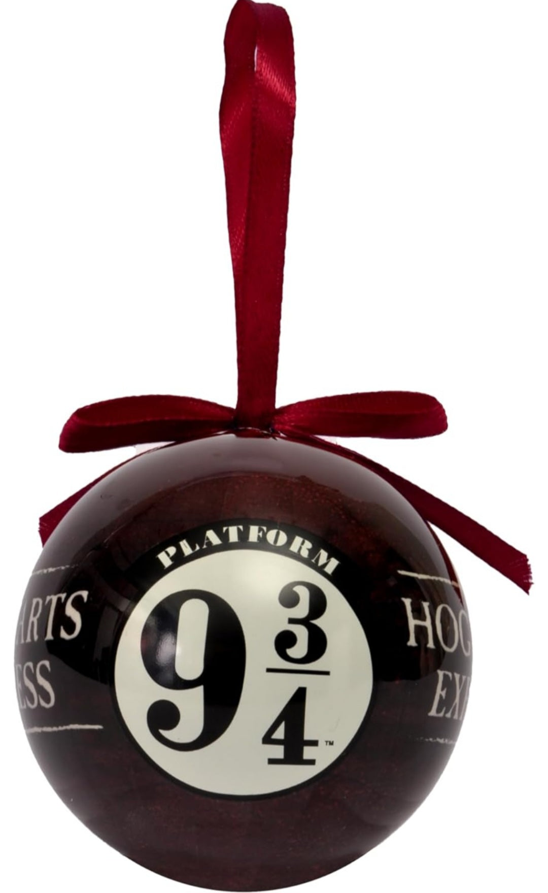 Sfera ornamentale Harry Potter Binario 9 3/4 (Ø7,5cm) originale Wizarding World con nastro in tessuto per albero di Natale in giftbox