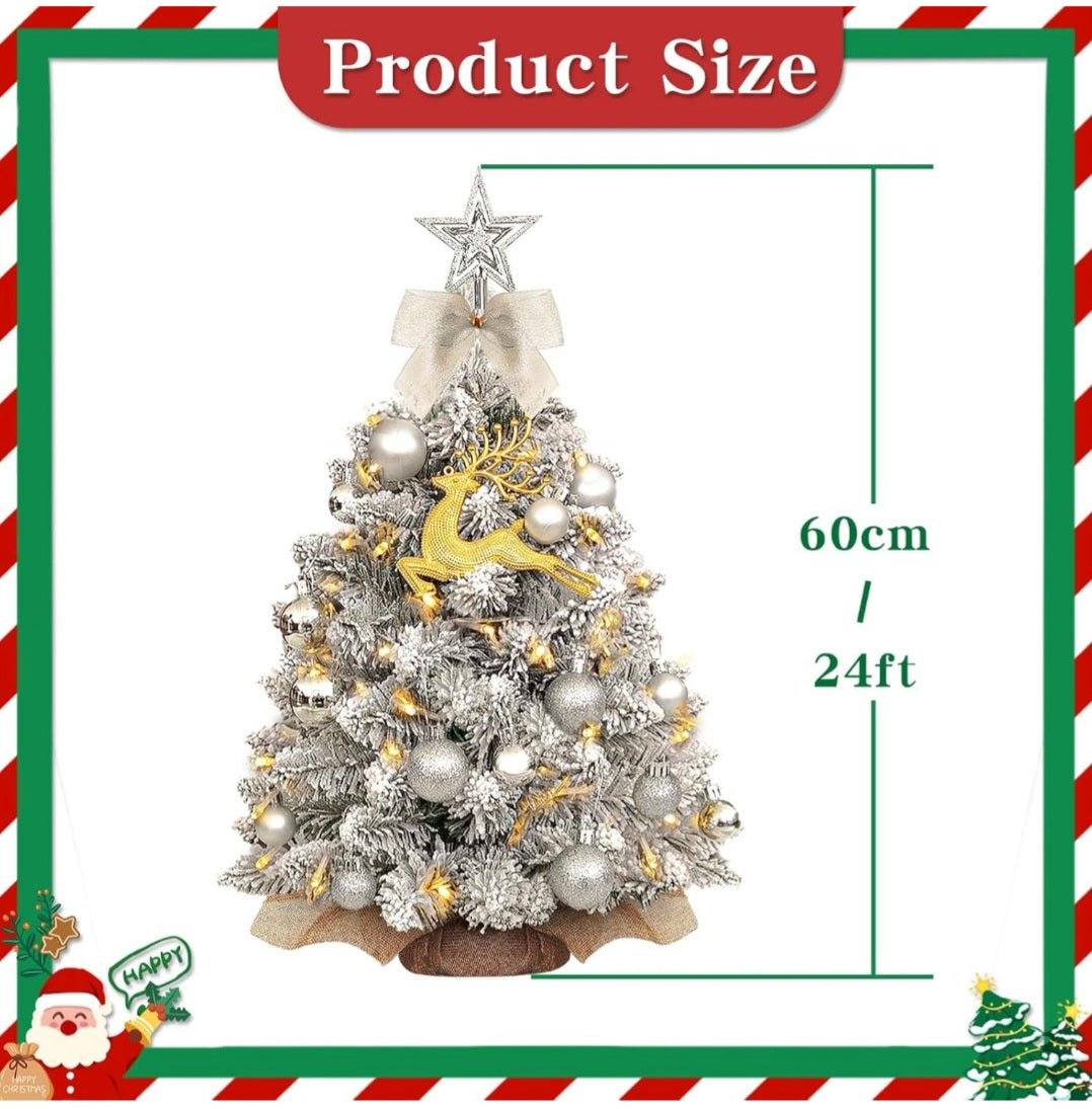 Albero di Natale Piccolo 60 cm,Mini Albero di Natale con LED Illuminazione, per DIY Tavolo da Pranzo Decorazione Natalizia,piccolo albero di natale