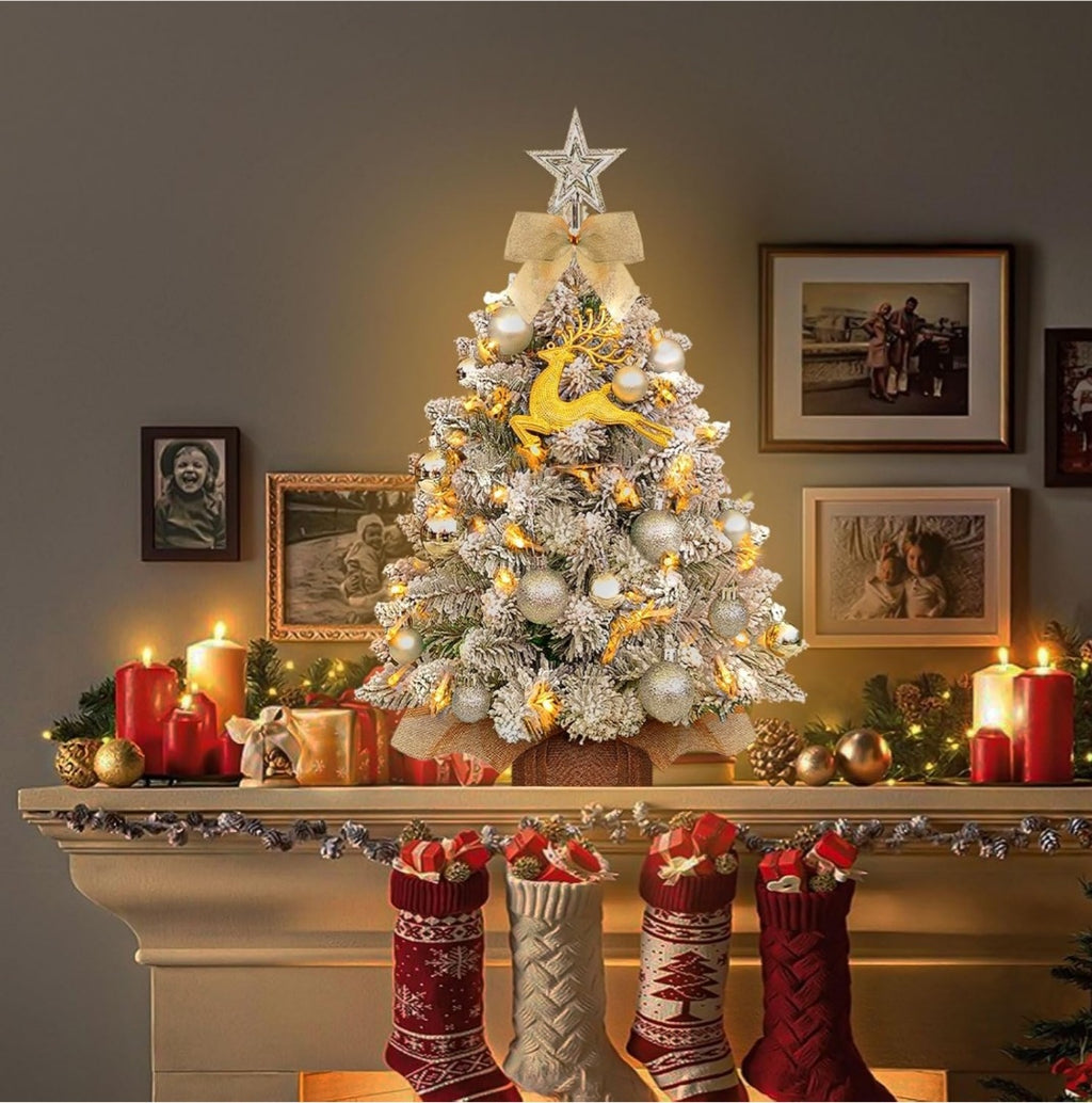 Albero di Natale Piccolo 60 cm,Mini Albero di Natale con LED Illuminazione, per DIY Tavolo da Pranzo Decorazione Natalizia,piccolo albero di natale