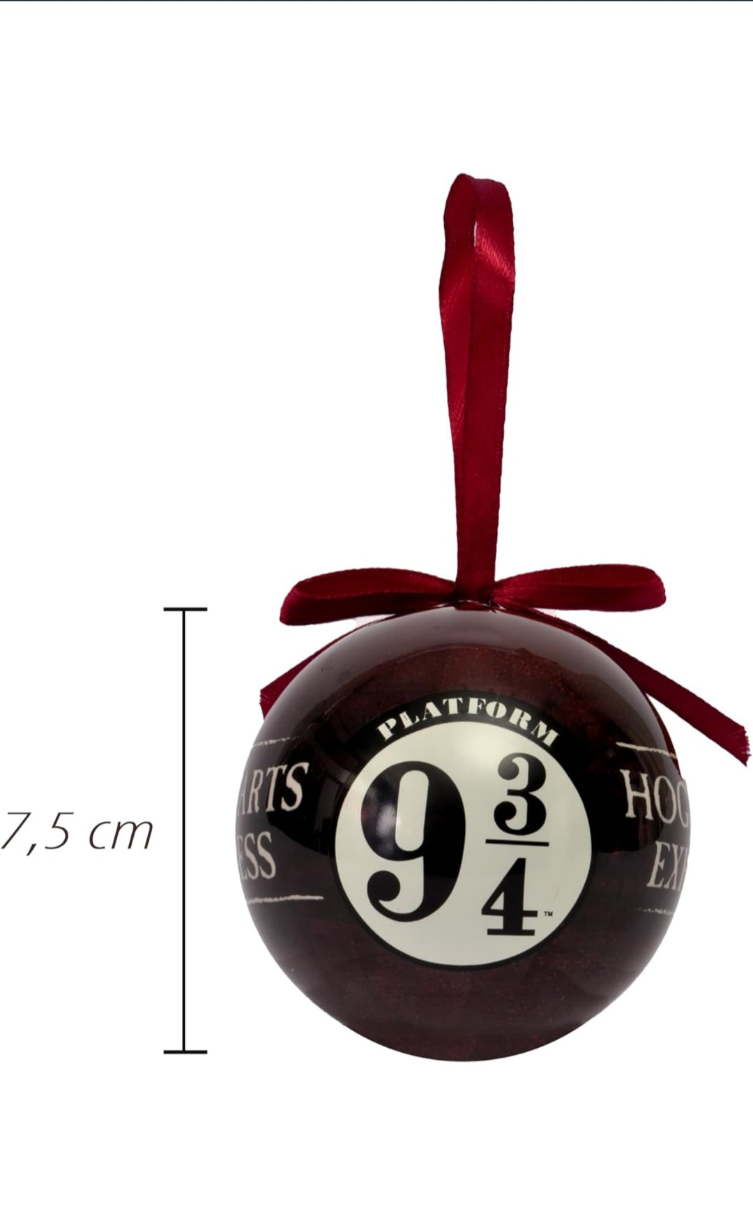 Sfera ornamentale Harry Potter Binario 9 3/4 (Ø7,5cm) originale Wizarding World con nastro in tessuto per albero di Natale in giftbox