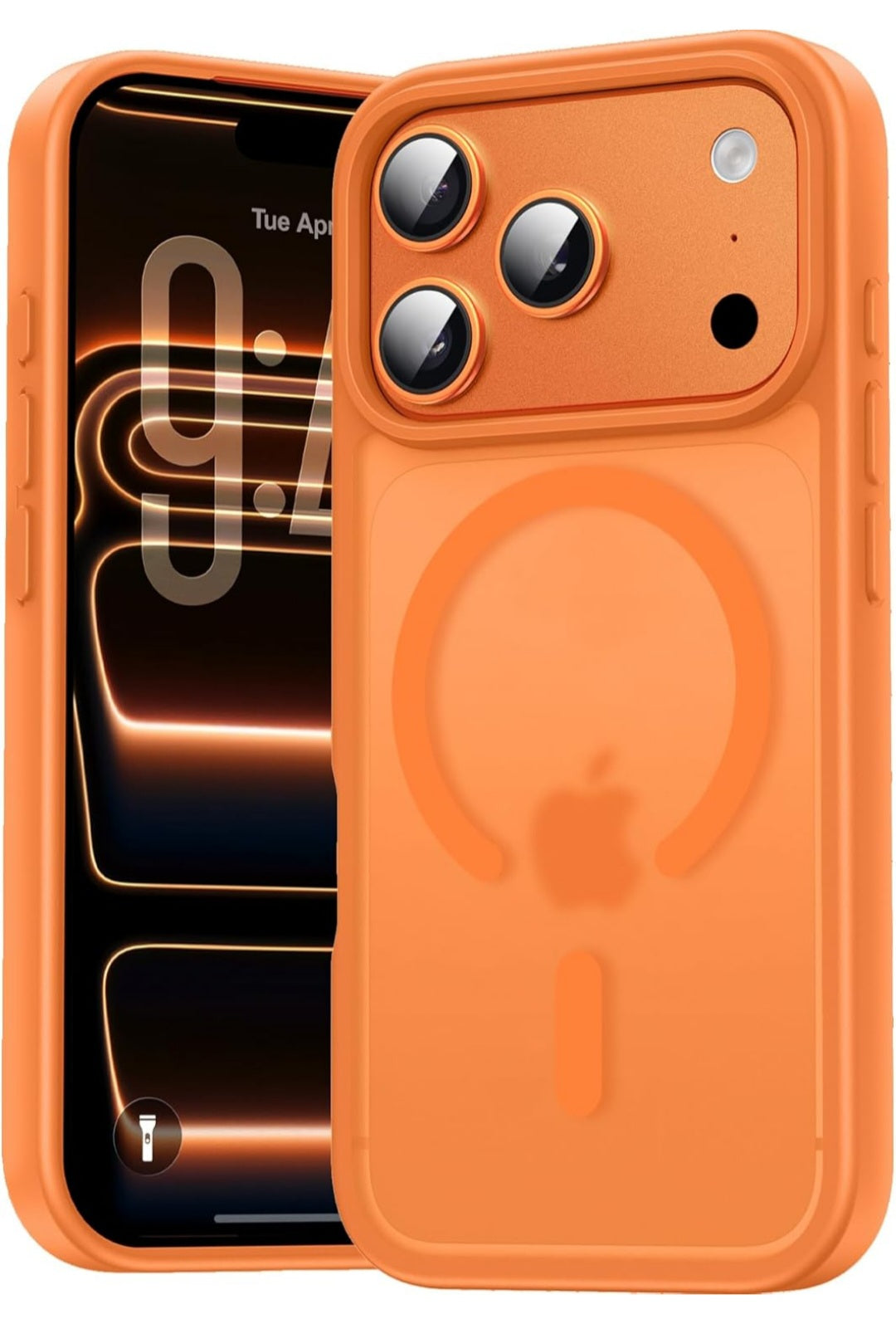 Magnetica Cover per iPhone 17 Pro Compatibile con MagSafe Custodia Traslucida Opaca Posteriore Sottile Antiurto Protettiva Case, Anti-impronta Resistente ai Graffi Case Arancione