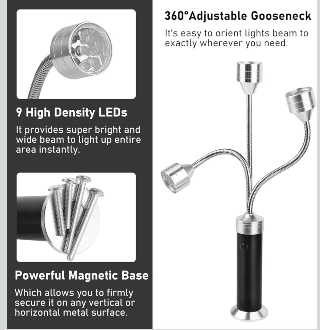 Lampada Barbecue Magnetica Accessori Barbecue BBQ 360 Gradi Regolabile con Scatola Portaoggetti per Lotus Grill Barbecue Carbonella Griglia Barbecue Lettura Lavoro Riparazione | Nero