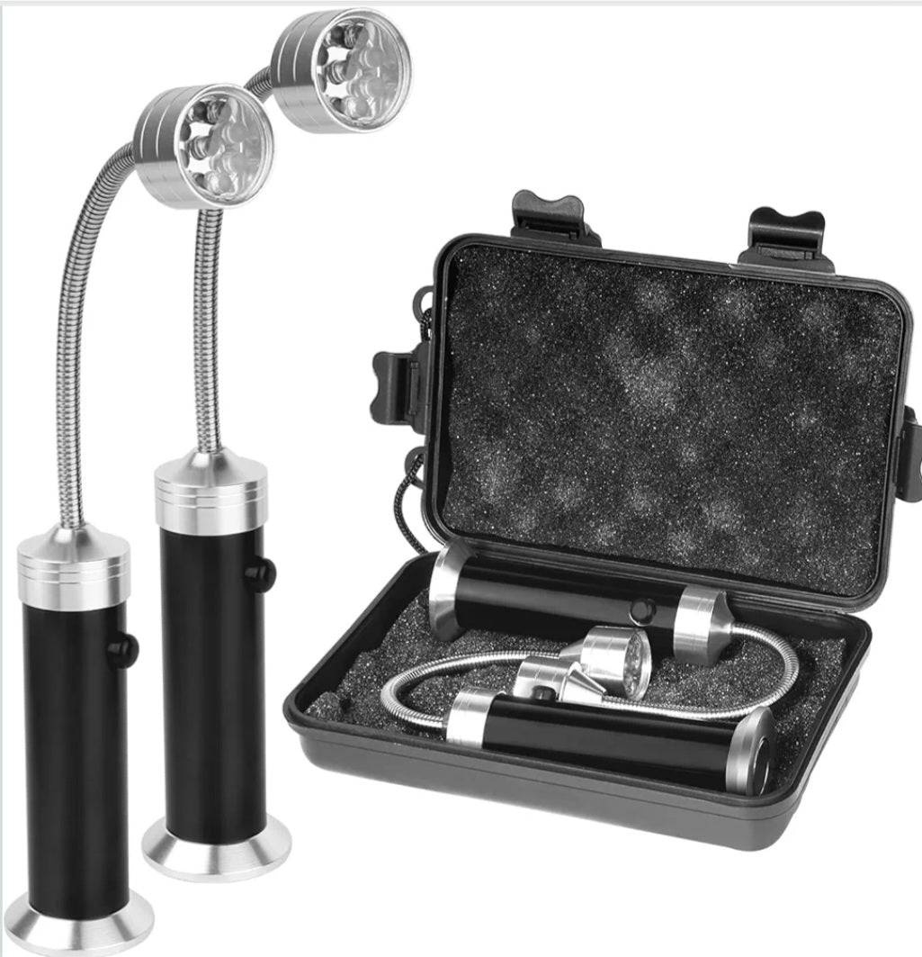 Lampada Barbecue Magnetica Accessori Barbecue BBQ 360 Gradi Regolabile con Scatola Portaoggetti per Lotus Grill Barbecue Carbonella Griglia Barbecue Lettura Lavoro Riparazione | Nero