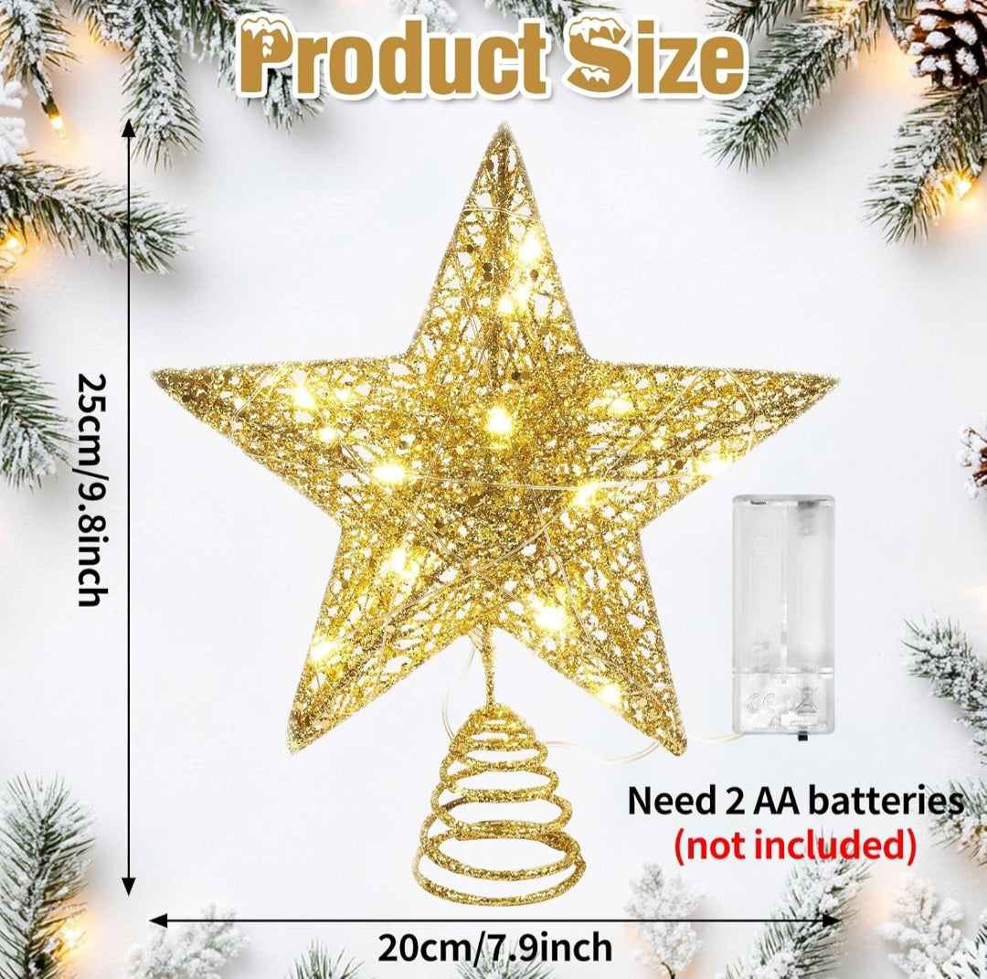 Stella Albero di Natale, Puntale Albero di Natale Luminoso, Stella di Natales Luminosa, Stelle Alber di Natales con Luci, Decorazioni a LED per Festival, Feste, Matrimoni, Compleanni (A)