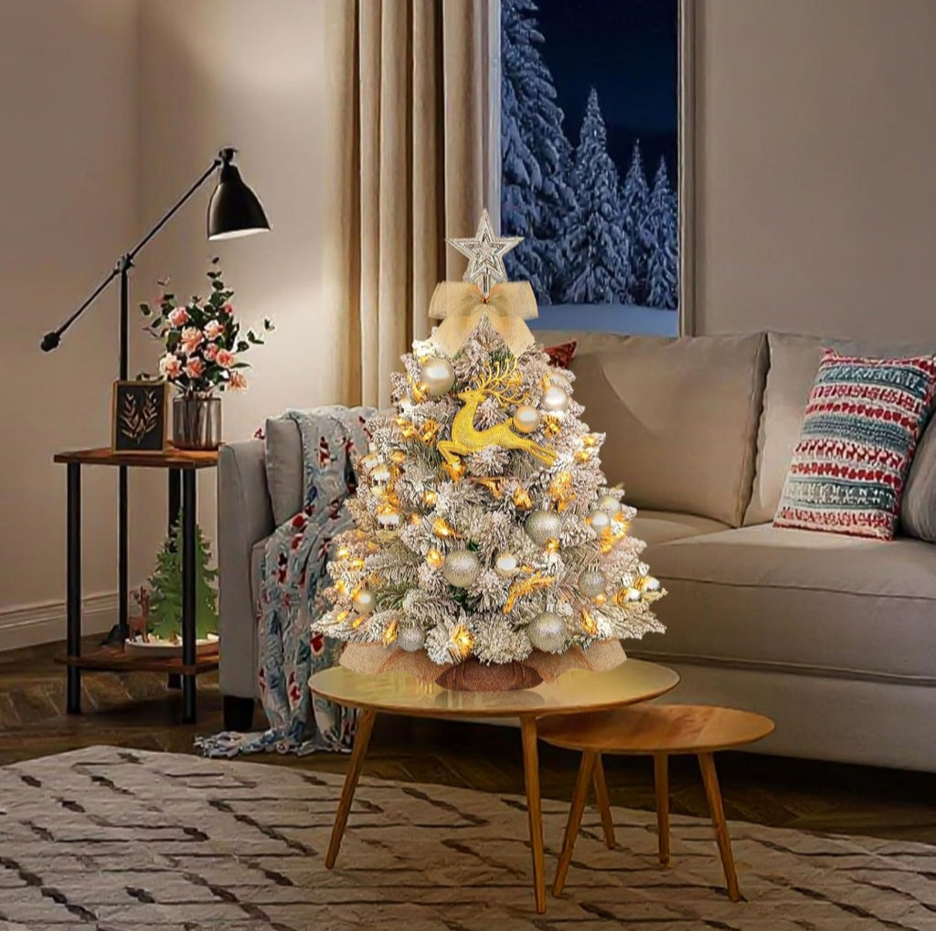 Albero di Natale Piccolo 60 cm,Mini Albero di Natale con LED Illuminazione, per DIY Tavolo da Pranzo Decorazione Natalizia,piccolo albero di natale